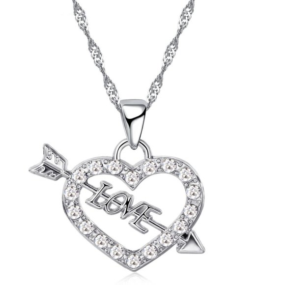 Jewelry - 💎 NEW ❤️ Elegant 925 Sterling Silver Love Heart Arrow Chain Necklace